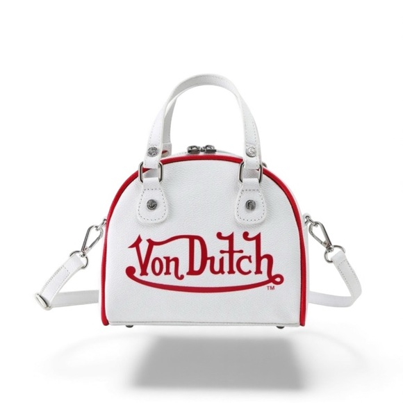 Von Dutch Handbags - Von Dutch Red & White Bowler Bag NWT